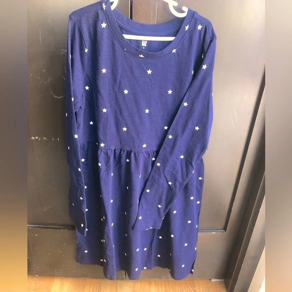 GAP Kids Skater Dress. Navy Blue Long Sleeve Dress